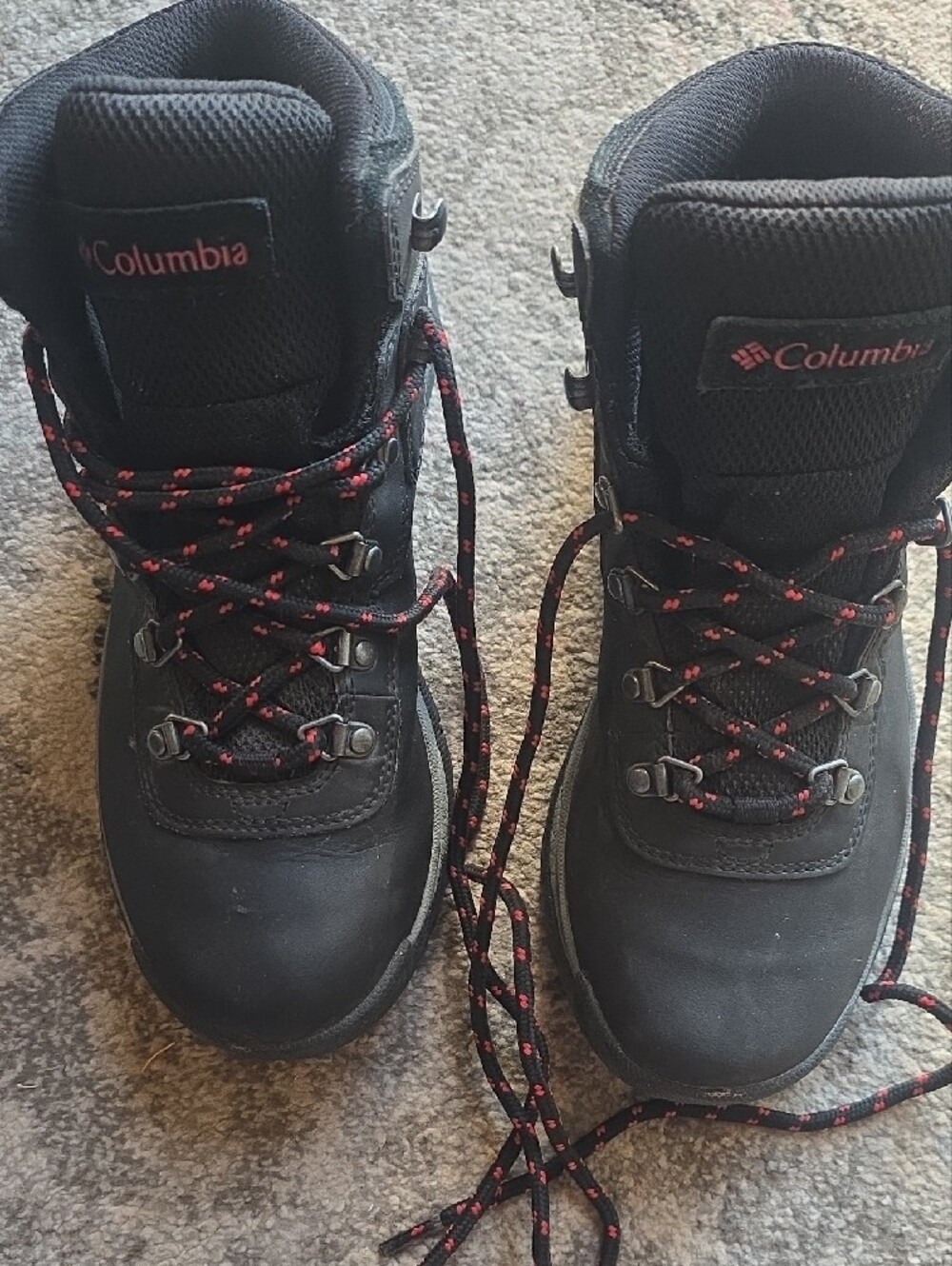 Columbia Black Hiking Boots with Red Logo and Red & Black Lace Detailing - Picture 2 of 6